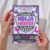 Invitation Combattant Athlétique Ninja Rose Violet Fête d'Ann