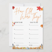 Invitation COMBIEN D'ÂGE ÉTAIENT-ILS Baby shower JEU Petit Ci (Devant)