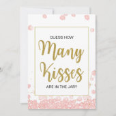 Invitation Combien de baisers | Fête des mariées rose et or (Devant)