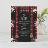 Invitation Combinaison bébé pour shower de Noël plaid (Debout devant)