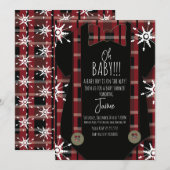 Invitation Combinaison bébé pour shower de Noël plaid (Devant / Derrière)
