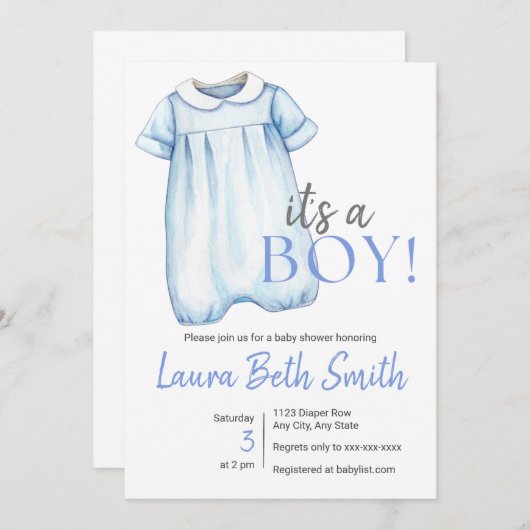 Invitation Combinaison bulle garçon (Devant / Derrière)