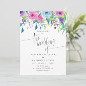 Invitation Combinaison couleur ultra violet Aquarelle Floral (Debout devant)