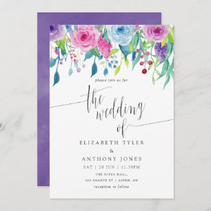 Invitation Combinaison couleur ultra violet Aquarelle Floral