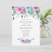 Invitation Combinaison couleur ultra violet Aquarelle Floral (Debout devant)
