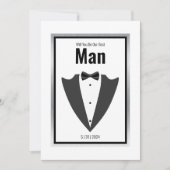 Invitation Combinaison Tuxedo et cravate arc en noir et blanc (Devant)