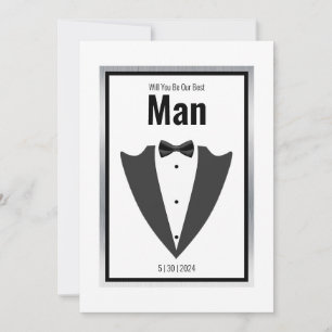 Invitation Combinaison Tuxedo et cravate arc en noir et blanc