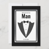 Invitation Combinaison Tuxedo et cravate arc en noir et blanc (Devant)