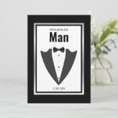 Invitation Combinaison Tuxedo et cravate arc en noir et blanc (Debout devant)