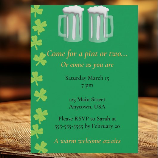 Invitation Come for a Pint or come as you are