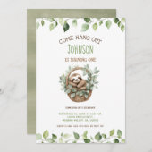 Invitation Come Hang Out Sloth Party Birthday  (Devant / Derrière)