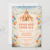 Invitation Come One Come All Circus Birthday (Devant)