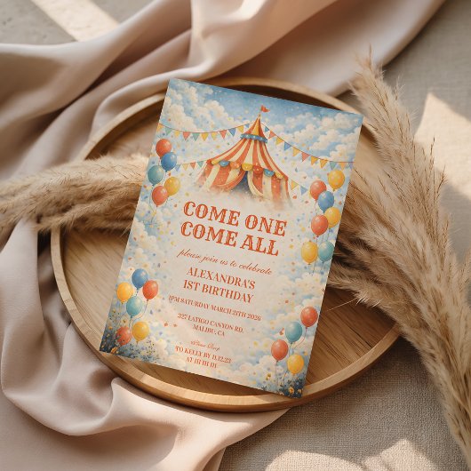 Invitation Come One Come All Circus Birthday