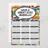 Invitation Comic Book Pop Art Speech Bubble 2020 Calendar (Devant / Derrière)