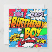 Invitation Comic Book Superhero Birthday Boy Custom (Dos)