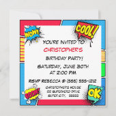 Invitation Comic Book Superhero Birthday Boy Custom (Devant)