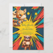 Invitation Comic Book Superhero Boy Baby shower (Devant)