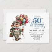 Invitation Comic Funny Man 50th Birthday Party Celebration (Devant)