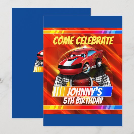 Invitation Comic Race Car (Devant / Derrière)