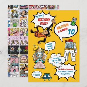 Invitation Comics Cool Superhero Party Anniversaire Invitatio
