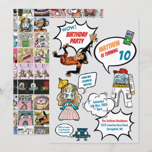 Invitation Comics Cool Superhero Party Anniversaire Invitatio