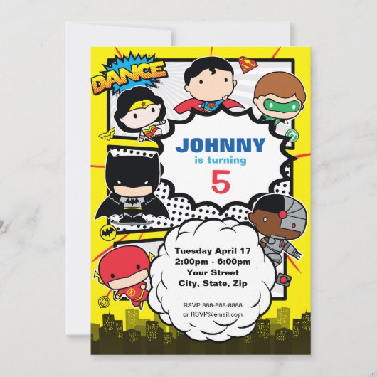 Invitation Comics DC | Justice League - Anniversaire de Chibi (Devant)