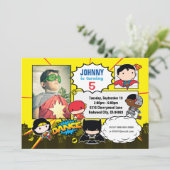 Invitation Comics DC | Justice League - Chibi photo d'anniver (Debout devant)