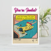 Invitation Comique romantique rétro vintage : Parler au lit (Debout devant)