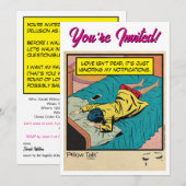 Invitation Comique romantique rétro vintage : Parler au lit (Devant / Derrière)