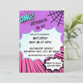 Invitation Comique Web rose et violet Anniversaire (Debout devant)