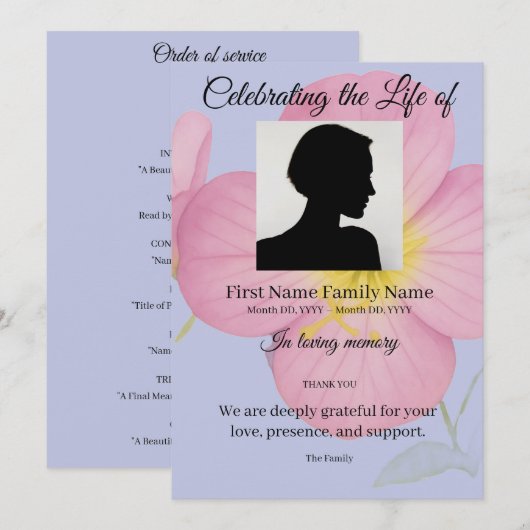 Invitation commande de service de primevère du soir (Devant / Derrière)
