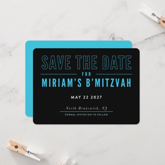 Invitation COMMANDE D'IMPRESSION pour Cheryl - Bat Mitzvah de (Devant/Arrière en situation)
