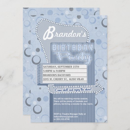 Invitation Commande d'invitation de partie de film rétro dans (Devant / Derrière)