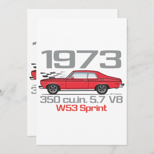 Invitation Commande personnalisée 1973 350 cu.in.57 V8 W53 Sp (Devant / Derrière)