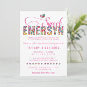 Invitation COMMANDE PERSONNALISÉE Baby shower Émersyne doux I (Debout devant)