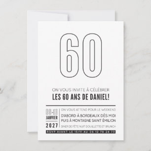 Invitation COMMANDE PERSONNALISÉE Fête d'anniversaire des 60