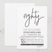 Invitation COMMANDE PERSONNALISÉE Fête d'anniversaire des 80 (Devant / Derrière)