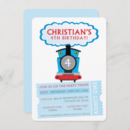 Invitation COMMANDE PERSONNALISÉE L'invitation de train pour  (Devant / Derrière)