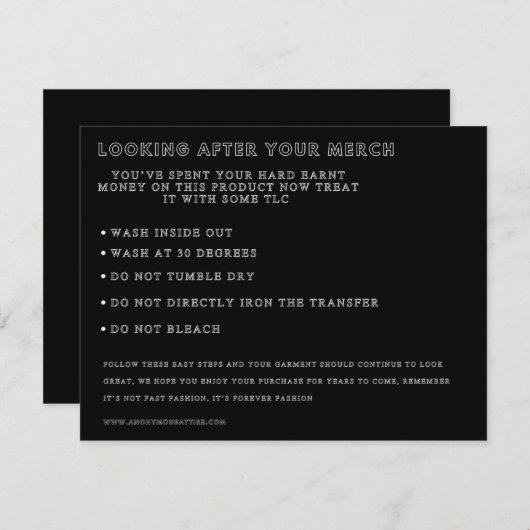 Invitation Commande Sur Mesure Pour M. Orkon (Devant / Derrière)