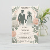 Invitation Comme Blush pastel Peach Mint Moss Sage Green Mari (Debout devant)