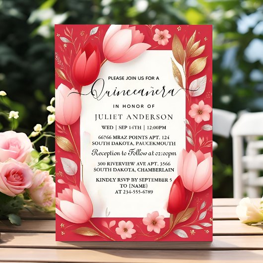 Invitation Comme Chaud Rose Couronne Tiara Black Lace Rouge Q