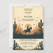 Invitation Comme Desert Rodeo Retro Horse Rustique Mariage oc (Devant)