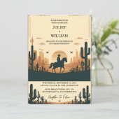 Invitation Comme Desert Rodeo Retro Horse Rustique Mariage oc (Debout devant)