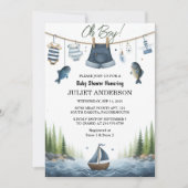 Invitation Comme Hook Bait Fun Wood Petit Baby shower pêcheur (Devant)