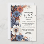 Invitation Comme Hydrangea Métallo Pure Marine Fête des marié (Devant)