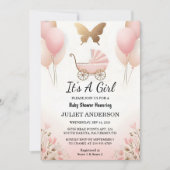 Invitation Comme Rose Boho Gold Maman Chic Printemps Baby Gir (Devant)