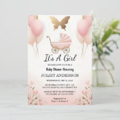 Invitation Comme Rose Boho Gold Maman Chic Printemps Baby Gir (Debout devant)