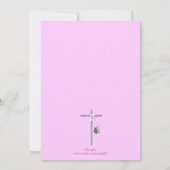 Invitation Commémoration religieuse du baptême rose (Dos)
