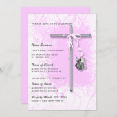 Invitation Commémoration religieuse du baptême rose (Devant / Derrière)