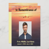 Invitation Commémoration Service Pilote Avion Volant Coucher (Devant / Derrière)